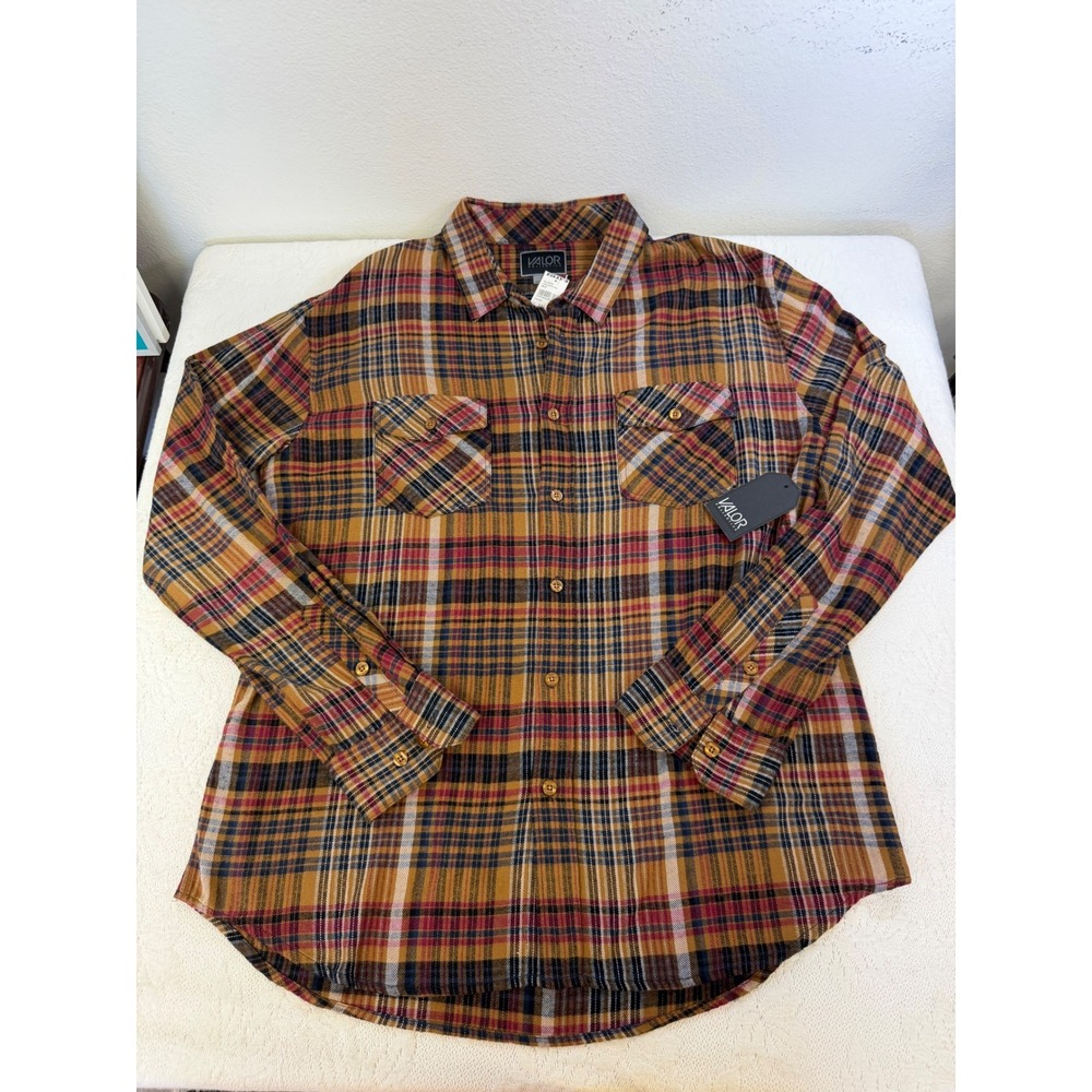 Valor Collective Mens Minto Flannel Shirt Rust Plaid XXL VL153331 NWT